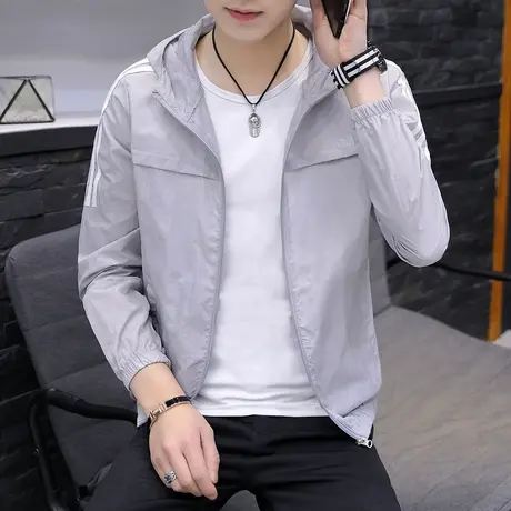 2022新款夏季男士休闲运动防晒上衣服冰丝轻薄款夹克防紫外线外套商品大图