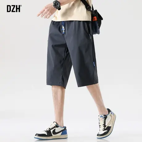 男士深灰色过膝短裤男夏季薄款直筒宽松五分裤2023年新款运动中裤商品大图
