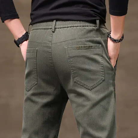 薄款夏季男裤军绿色休闲长裤子男款修身小直筒西装西裤男士春秋款商品大图