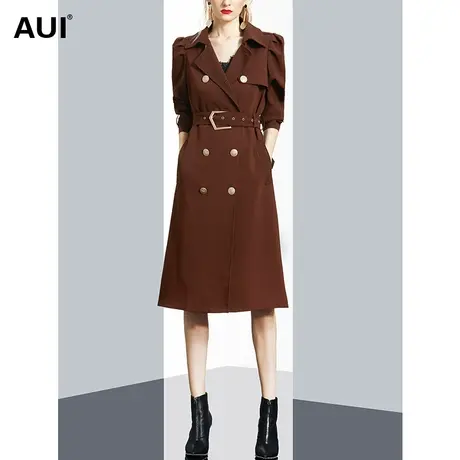 英伦风中长款过膝收腰风衣女秋冬2023新款气质女神范双排扣外套潮商品大图