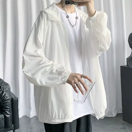 夏季防晒衣男女薄款外套透气超薄连帽衫纯色夹克情侣宽松上衣服装商品大图