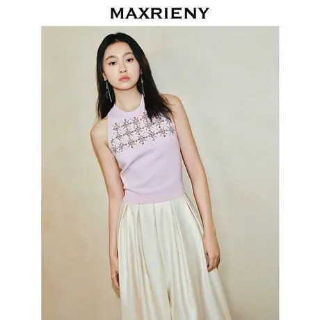 [3件8折]MAXRIENY菱格马赛克烫钻针织背心高级气质感女装图片