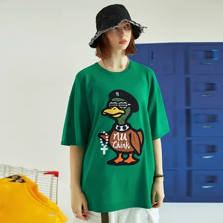 美式街头毛巾绣卡通鸭子t恤男短袖国潮潮牌宽松潮流半袖男款夏季商品大图