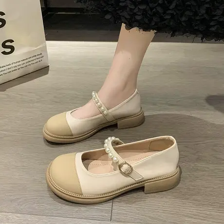 玛丽珍女鞋夏季配裙子小皮鞋2024年新款乐福鞋珍珠学院风平底单鞋商品大图