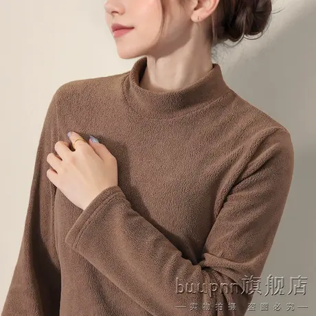矮领半高领套头摇粒绒打底衫女长袖立领抓绒衣商品大图