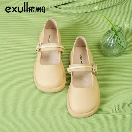 依思q平底小ck玛丽珍女鞋2024秋新款晚晚单鞋浅口软皮配裙子的鞋商品大图