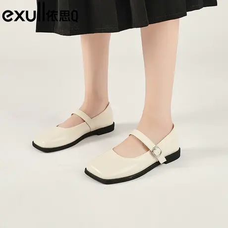 依思q方头玛丽珍女鞋秋季2023新款配裙子jk单鞋时尚低跟女奶奶鞋商品大图
