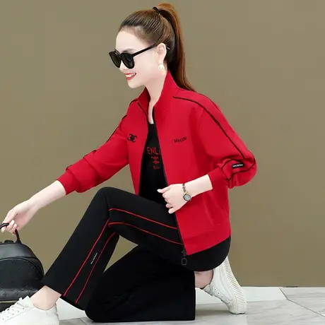 阔腿裤休闲运动服套装女秋冬2023新款时尚加绒卫衣外套洋气二件套商品大图