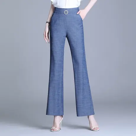 显瘦天丝喇叭裤2023新款春夏薄款松紧休闲百搭9分裤阔腿裤长裤子商品大图