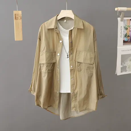 时尚百搭夏季工装防晒衬衫女宽松休闲长袖外搭薄外套上衣防晒衣潮商品大图