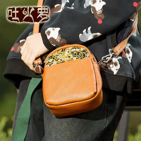 吐火罗女包2021新款民族风真皮单肩斜挎包百搭刺绣女包复古手提包图片