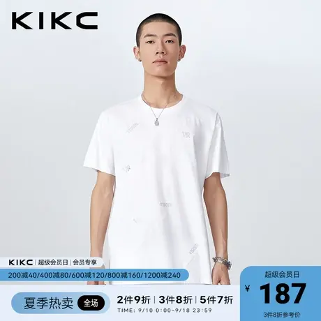 kikct恤男2023春夏新款商场同款立体印花字母烫钻高级感薄款短袖图片