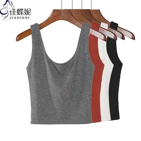 早春夏季韩版纯棉修身圆领正反两穿短款双层面料背心上衣内搭女装商品大图