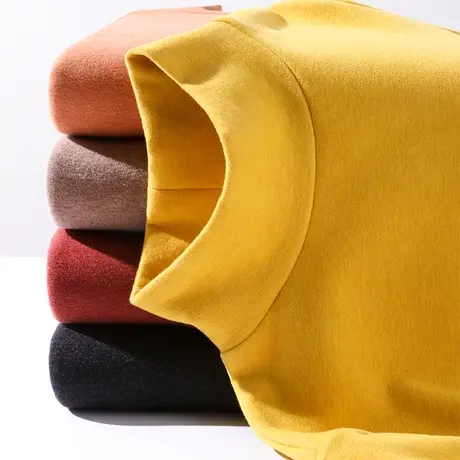 山羊绒半高领保暖内衣女套装蚕丝德绒秋衣加厚内搭t恤打底内衣冬商品大图