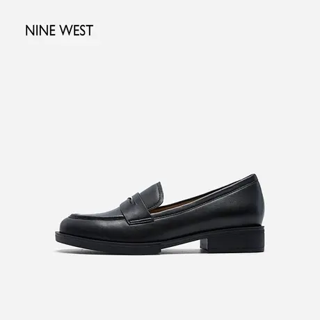 Nine West/玖熙英伦风低跟乐福鞋女鞋春季新款方头扣饰小皮鞋通勤图片