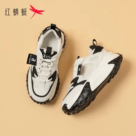 红蜻蜓厚底老爹鞋女鞋子2023新款秋季真皮松糕鞋显脚小运动鞋图片