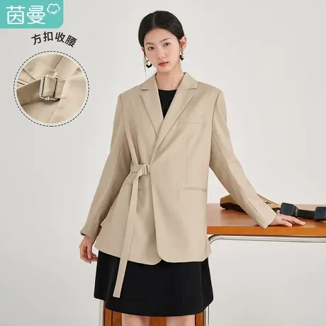 【商场同款】茵曼气质女2023年春季新款休闲通勤开衩百搭西装外套图片