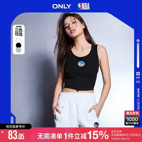 ONLY冬季NBA联名款休闲短款圆领印花背心T恤女|123103001商品大图