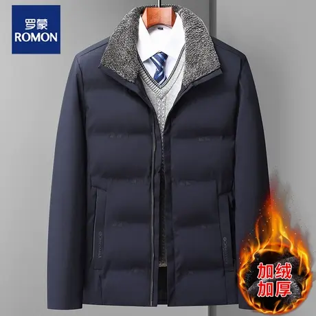 罗蒙冬季棉服男加厚翻领2023年新款休闲保暖中老年人爸爸冬装外套图片