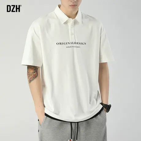 男士白色假两件polo衫男短袖夏季男款潮牌纯棉t恤半袖体恤衫上衣商品大图