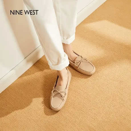 Nine West/玖熙蝴蝶结平底乐福鞋女2025夏季新款一脚蹬豆豆鞋单鞋图片