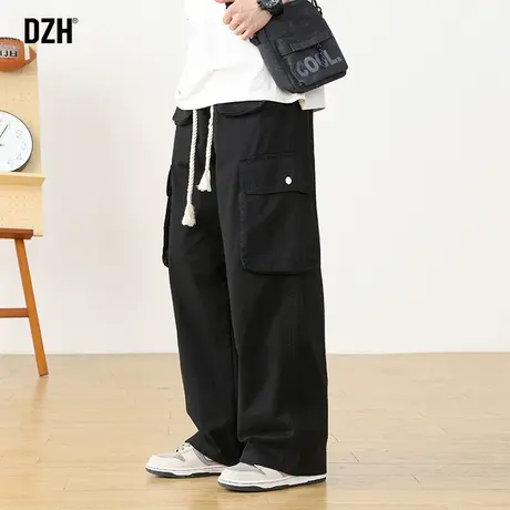 男士黑色工装裤裤男直筒宽松秋季休闲裤长裤2023新款潮牌裤子男款商品大图