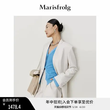 【美利奴羊毛】玛丝菲尔春季新款白色职业西装高阶外套图片