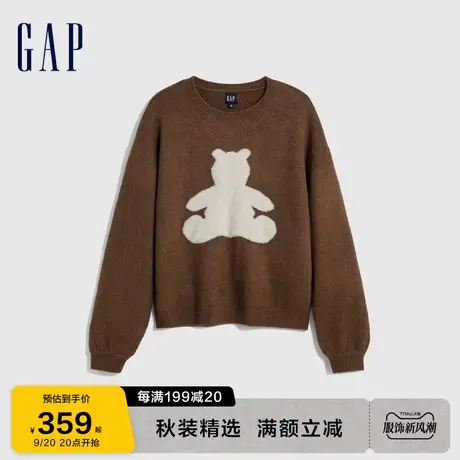 Gap女装秋季2023新款LOGO宽松落肩休闲毛衣714962时尚针织上衣图片