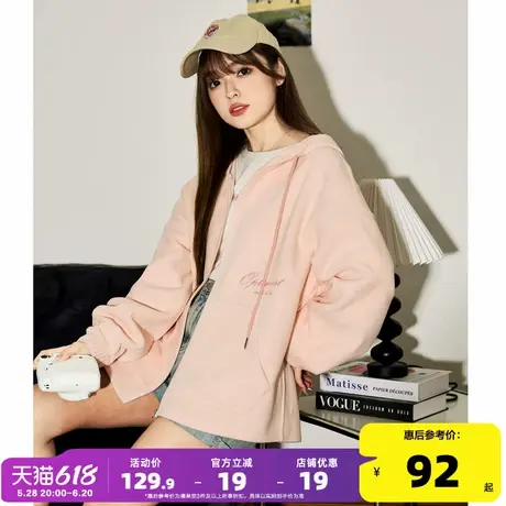 tonlion/唐狮唐狮24新款秋冬卫衣外套女爆款宽松连帽短款冬季抓绒图片