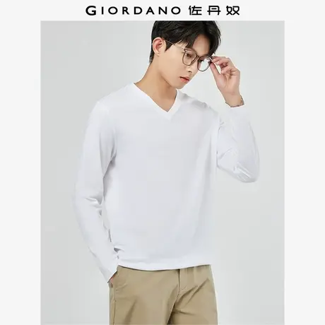 佐丹奴T恤男装纯棉纯色亨利领长袖T恤 91022821商品大图