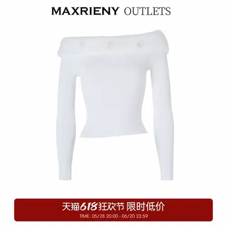 【奥莱】MAXRIENY一字领拼接套头针织衫春季上衣女商品大图