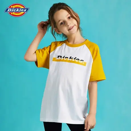 Dickies童装 男女童夏装新潮撞色牛角袖字母印宽松圆领短袖T恤衫商品大图