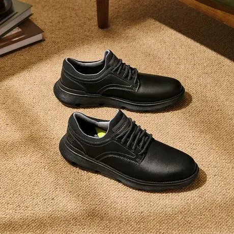 Skechers斯凯奇男鞋春夏季一脚蹬舒适休闲鞋商务黑色皮鞋204702商品大图