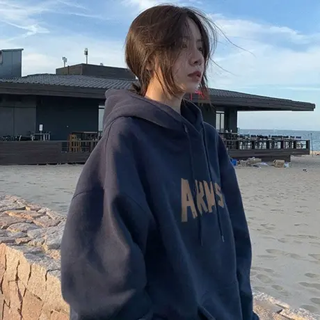 连帽卫衣女韩版宽松ins潮情侣装hiphop街头风加绒加厚外套上衣冬商品大图