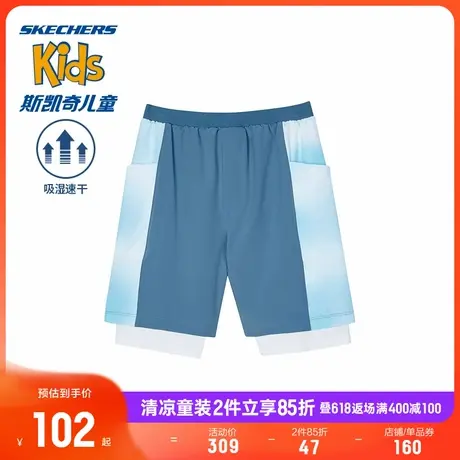 Skechers斯凯奇男童梭织短裤儿童夏季运动裤户外舒爽透气休闲裤商品大图