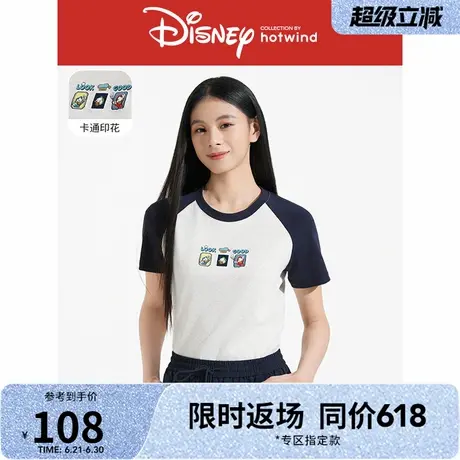 【米奇家族系列】女士短T热风2025年夏季新款女士卡通印花短袖T恤商品大图