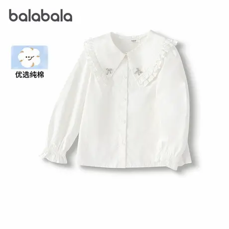 巴拉巴拉童装女童长袖衬衫2024秋装新款纯棉衬衣时尚图片