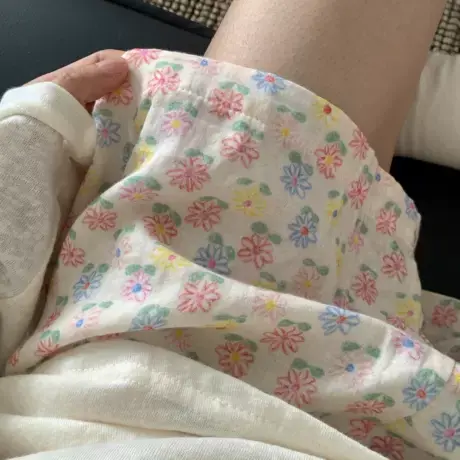 小雏菊！a类纯棉双层纱布睡裤女短裤夏季休闲可外穿遛弯家居裤子商品大图