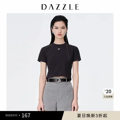 DAZZLE地素奥莱 春夏款立体字母印花显瘦短袖T恤女图片