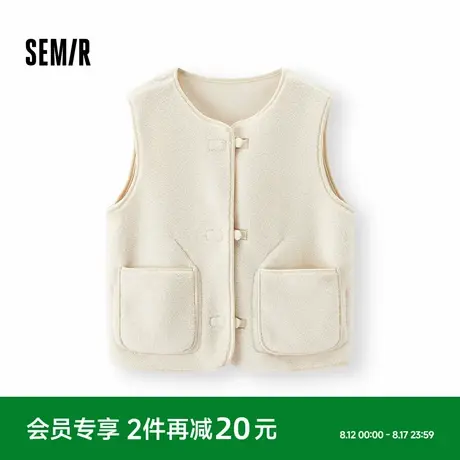 森马马甲女冬季仿羊羔毛双面穿圆领内搭2025新款百搭慵懒复古上衣商品大图