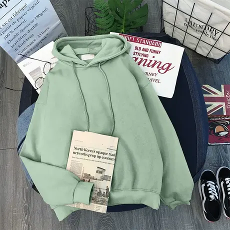 ins超火秋冬加绒加厚卫衣女潮韩版学生宽松bf慵懒风长袖上衣外套商品大图