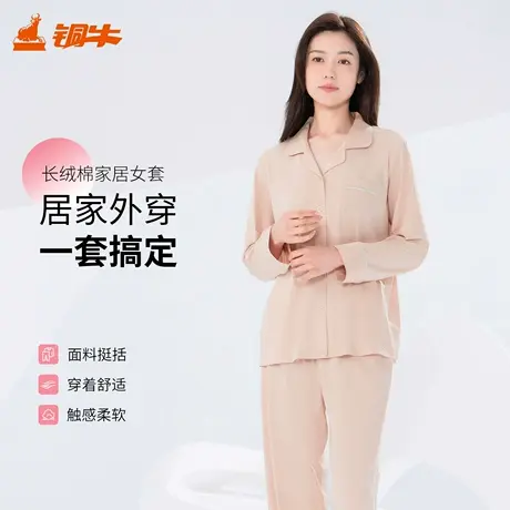 铜牛120支液氨长绒棉家居女套 2025秋冬新款抗菌睡衣家居服VJ138商品大图