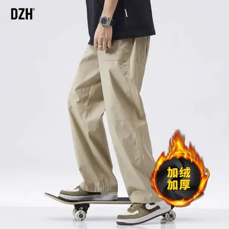 男士工装裤男加绒裤子秋冬款2023新款伐木裤男裤直筒裤休闲阔腿裤商品大图
