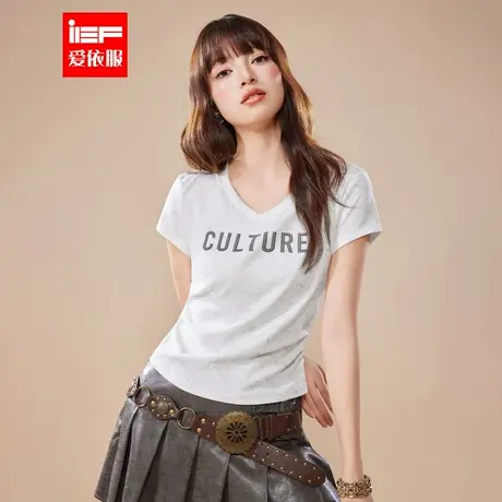 IEF/爱依服短袖上衣2025夏季新款韩版简约通勤气质设计感百搭T恤商品大图