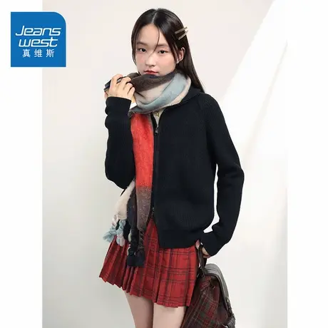NOE真维斯立领开衫毛衣外套女2025新款秋冬季爆款青少年外套女商品大图