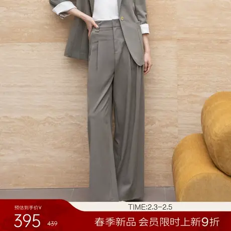 【2.3新品会员9折】衣香丽影灰色西装裤休闲裤女春装高腰阔腿裤商品大图