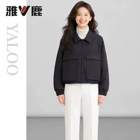 2026年时尚雅鹿正品短款显瘦羽绒服女款鸭绒超保暖黑色外套防寒衣图片