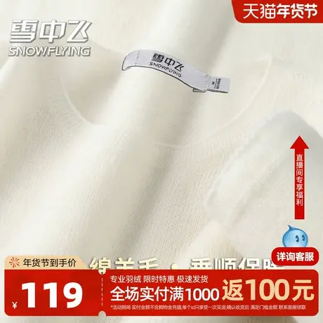 雪中飞【纯羊毛内搭】圆领套头秋冬针织衫女基础毛衣纯色羊毛衫W商品大图