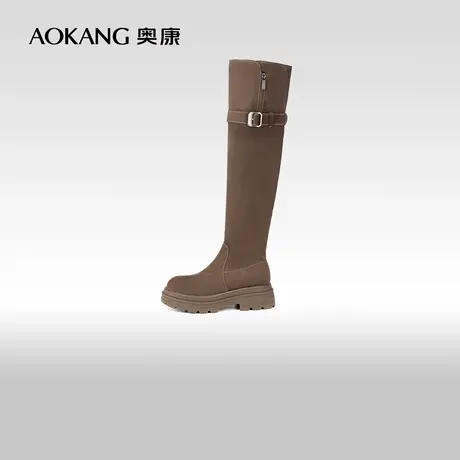 奥康女鞋 冬季新款时尚过膝长筒靴显腿长骑士靴烟筒瘦瘦靴图片