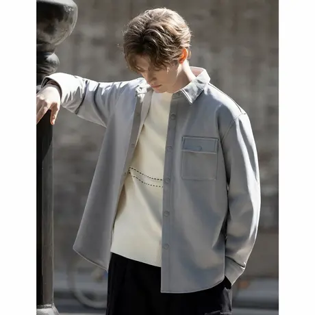 唐狮春秋男加绒抗菌工装长袖衬衫外套简约百搭时尚高级感TD商品大图